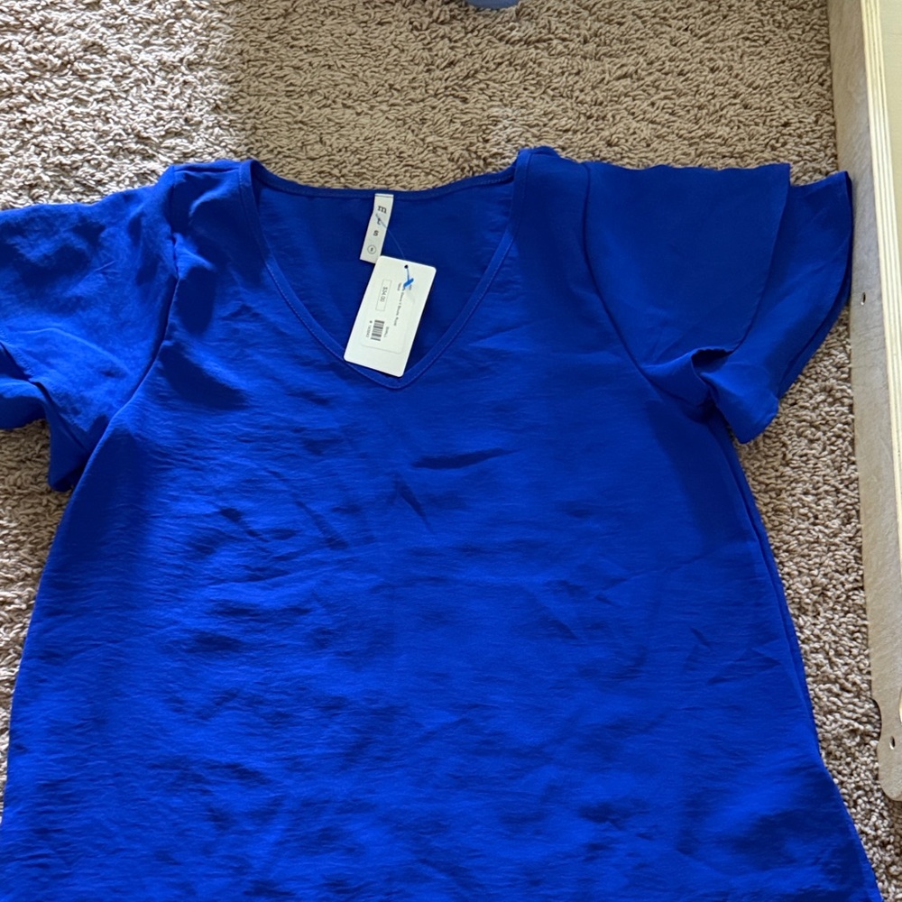 MTS Royal Blue V-Neck Blouse
